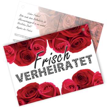 20 Flugkarten " Frisch Verheiratet " Rosen