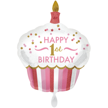 XXL Folienballon Cupcake 1. Birthday Pink