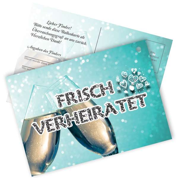 20 Flugkarten " Frisch Verheiratet " Sektgläser