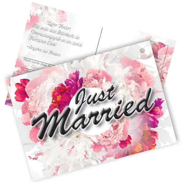 20 Flugkarten " Just Married " Blumen