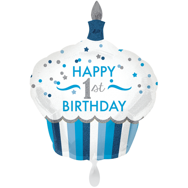 XXL Folienballon Cupcake 1. Birthday Blau