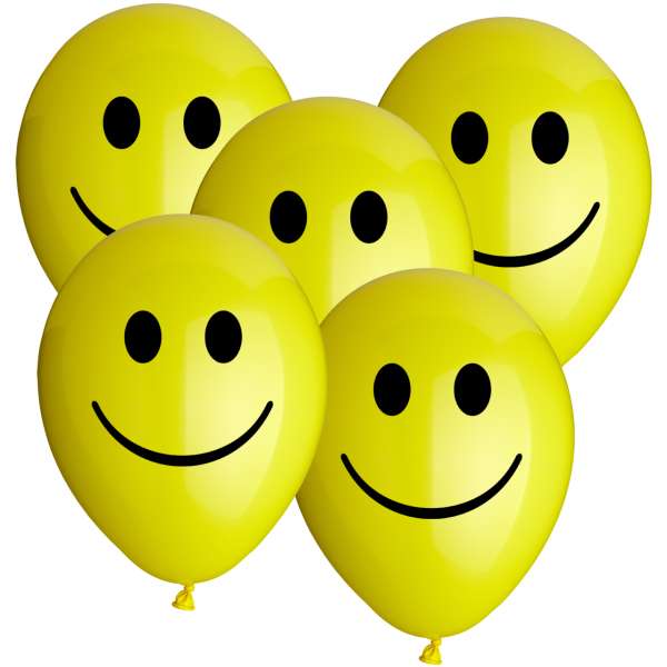 10 Latexballons 30cm Gelb Smiley