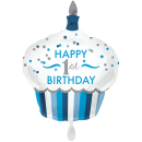 XXL Folienballon Cupcake 1. Birthday Blau